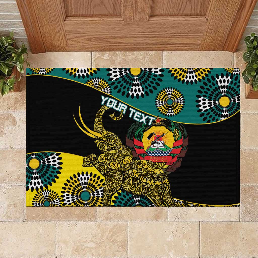 Personalized Mozambique Rubber Doormat African Elephant With Capunala Pattern