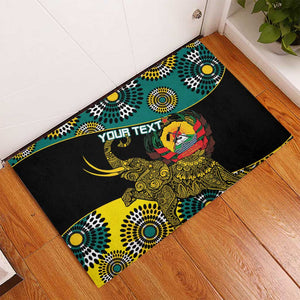 Personalized Mozambique Rubber Doormat African Elephant With Capunala Pattern