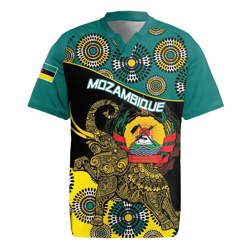 Personalized Mozambique Rugby Jersey African Elephant With Capunala Pattern