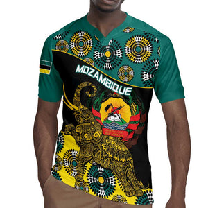 Personalized Mozambique Rugby Jersey African Elephant With Capunala Pattern