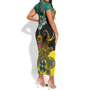 Personalized Mozambique Short Sleeve Bodycon Dress African Elephant With Capunala Pattern