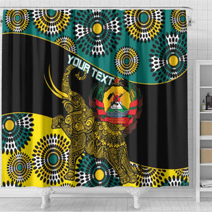 Personalized Mozambique Shower Curtain African Elephant With Capunala Pattern