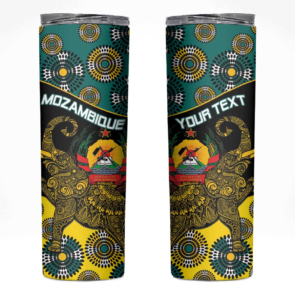 Personalized Mozambique Skinny Tumbler African Elephant With Capunala Pattern