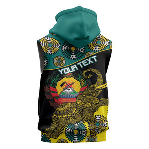 Personalized Mozambique Sleeveless Zip Hoodie African Elephant With Capunala Pattern - African Pride