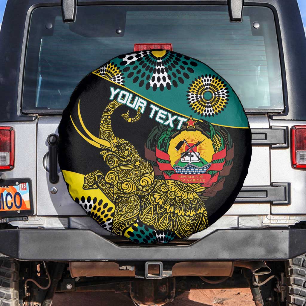 Personalized Mozambique Spare Tire Cover African Elephant With Capunala Pattern