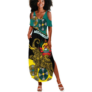 Personalized Mozambique Summer Maxi Dress African Elephant With Capunala Pattern