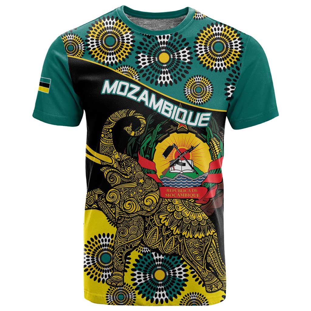 Personalized Mozambique T shirt African Elephant With Capunala Pattern