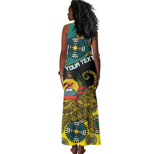 Personalized Mozambique Tank Maxi Dress African Elephant With Capunala Pattern