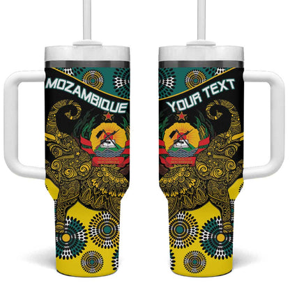Personalized Mozambique Tumbler With Handle African Elephant With Capunala Pattern
