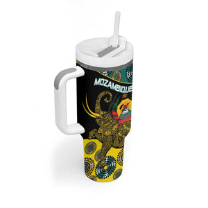 Personalized Mozambique Tumbler With Handle African Elephant With Capunala Pattern