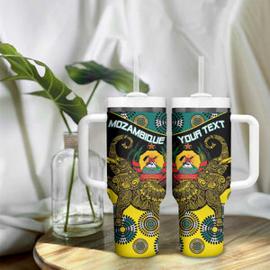 Personalized Mozambique Tumbler With Handle African Elephant With Capunala Pattern