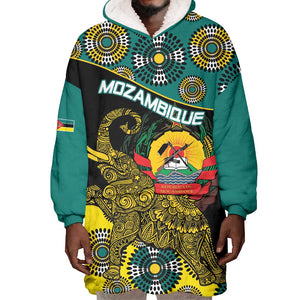 Personalized Mozambique Wearable Blanket Hoodie African Elephant With Capunala Pattern