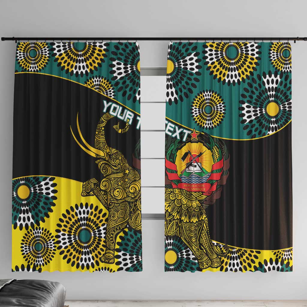 Personalized Mozambique Window Curtain African Elephant With Capunala Pattern