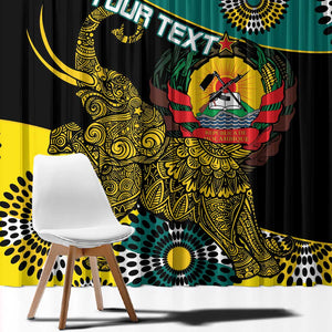 Personalized Mozambique Window Curtain African Elephant With Capunala Pattern