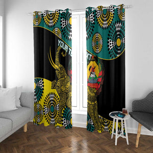 Personalized Mozambique Window Curtain African Elephant With Capunala Pattern