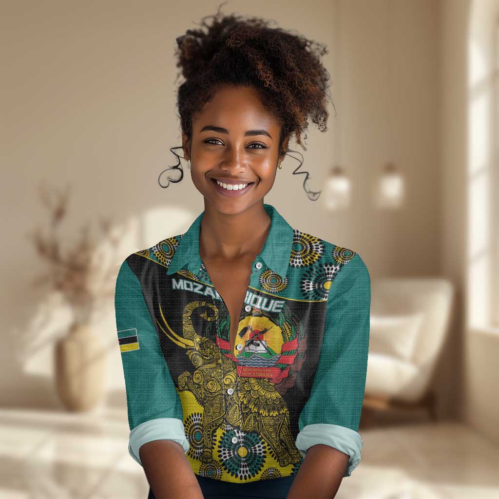 Personalized Mozambique Women Casual Shirt African Elephant With Capunala Pattern