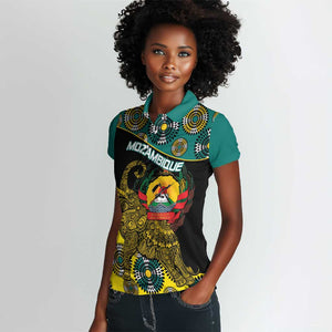 Personalized Mozambique Women Polo Shirt African Elephant With Capunala Pattern