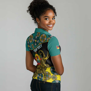 Personalized Mozambique Women Polo Shirt African Elephant With Capunala Pattern