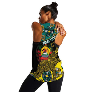 Personalized Mozambique Women Racerback Tank African Elephant With Capunala Pattern