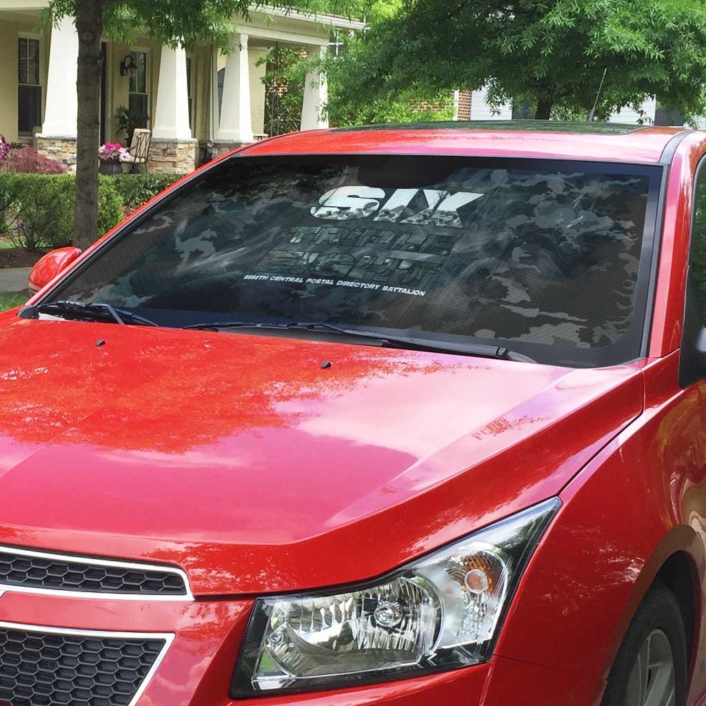 African American Heroes Auto Sun Shade Six Triple Eight - Camo Style