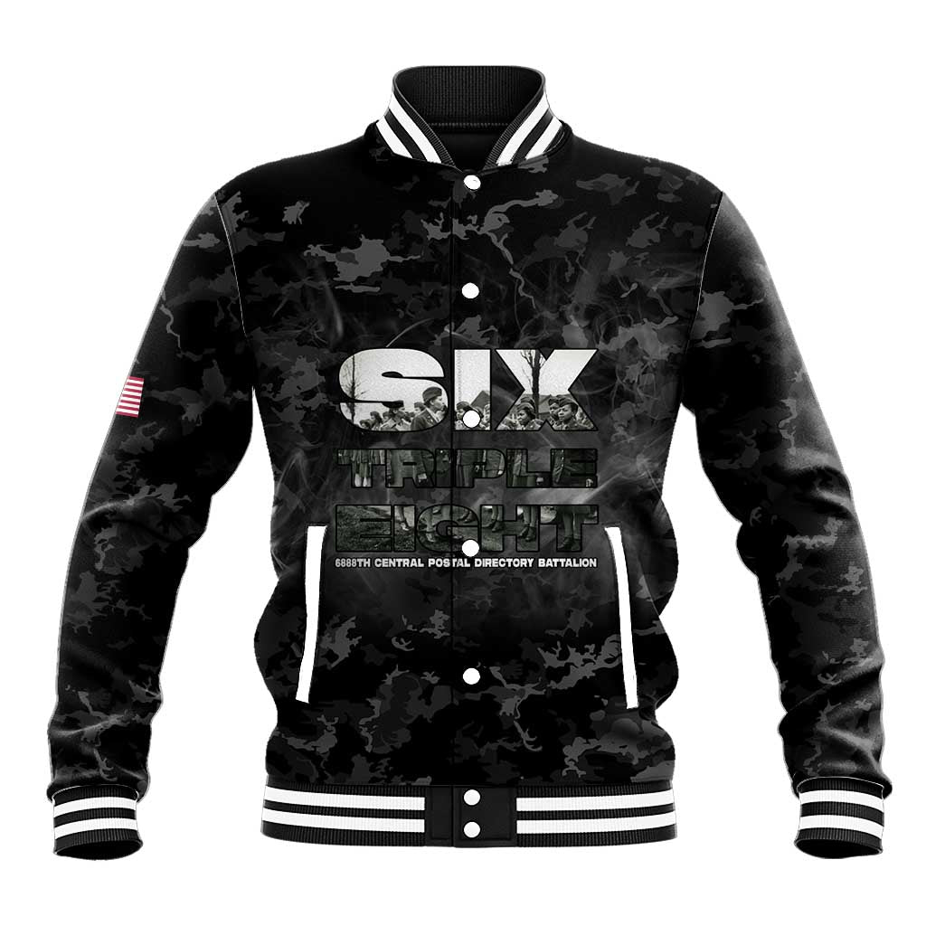 African American Heroes Baseball Jacket Six Triple Eight - Camo Style