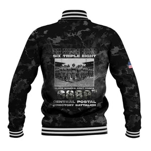African American Heroes Baseball Jacket Six Triple Eight - Camo Style
