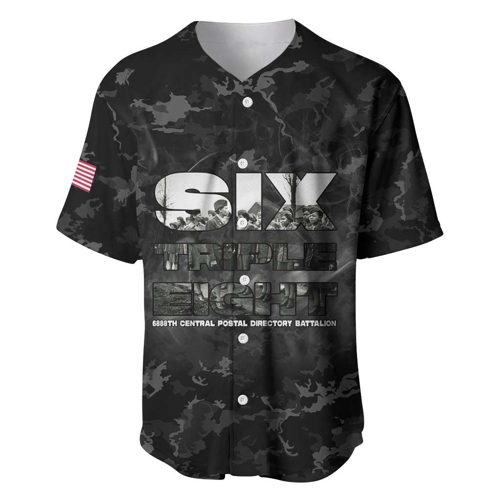 African American Heroes Baseball Jersey Six Triple Eight - Camo Style