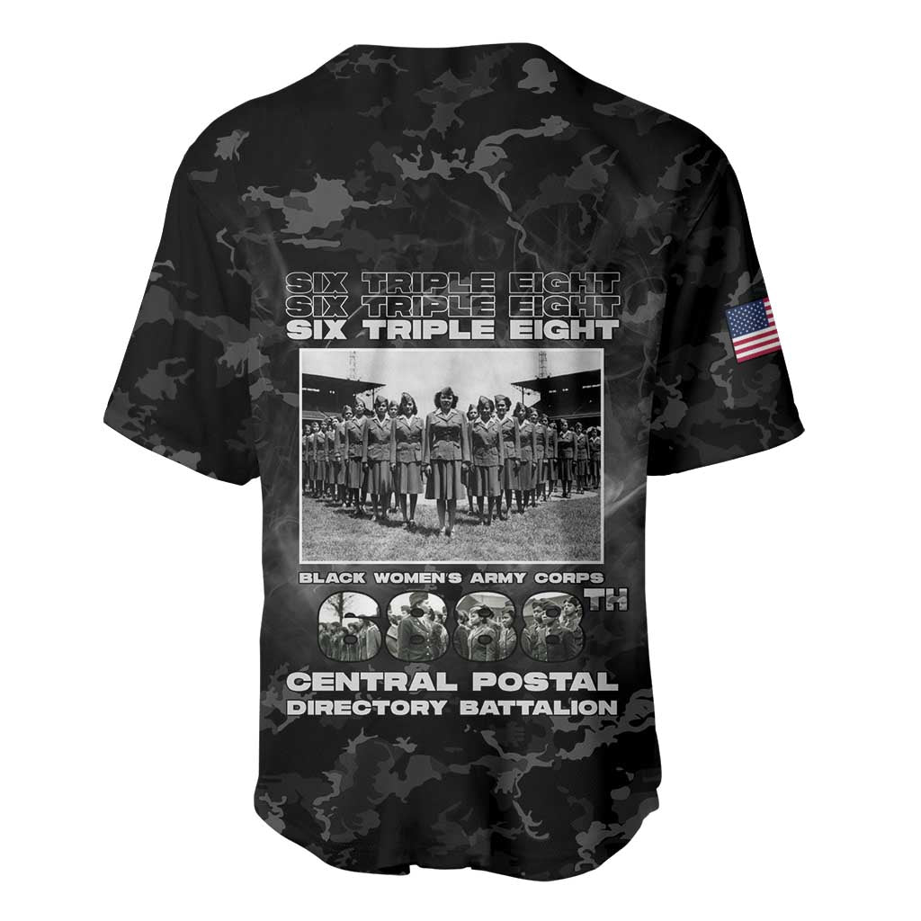 African American Heroes Baseball Jersey Six Triple Eight - Camo Style