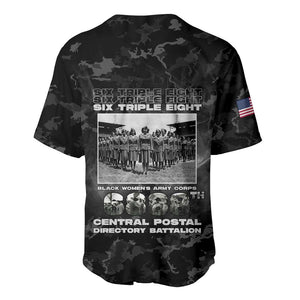 African American Heroes Baseball Jersey Six Triple Eight - Camo Style