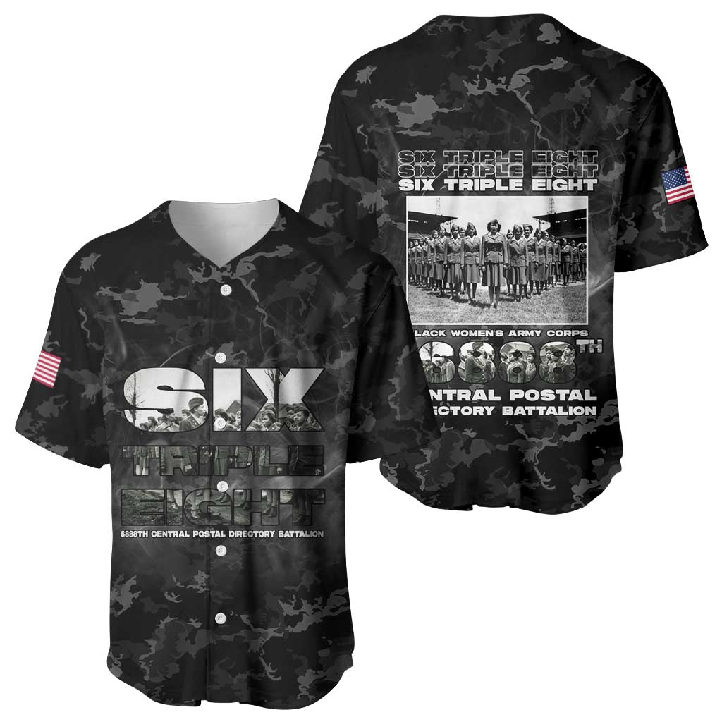 African American Heroes Baseball Jersey Six Triple Eight - Camo Style