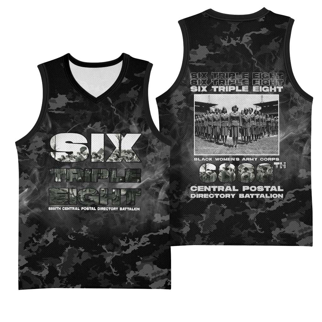 African American Heroes Basketball Jersey Six Triple Eight - Camo Style