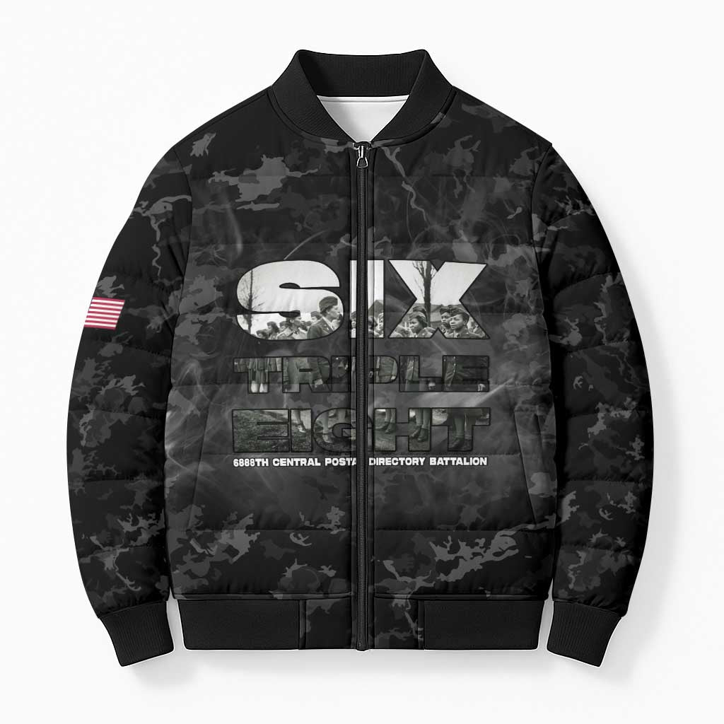 African American Heroes Bomber Puffer Jacket Six Triple Eight - Camo Style