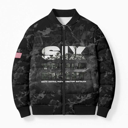 African American Heroes Bomber Puffer Jacket Six Triple Eight - Camo Style