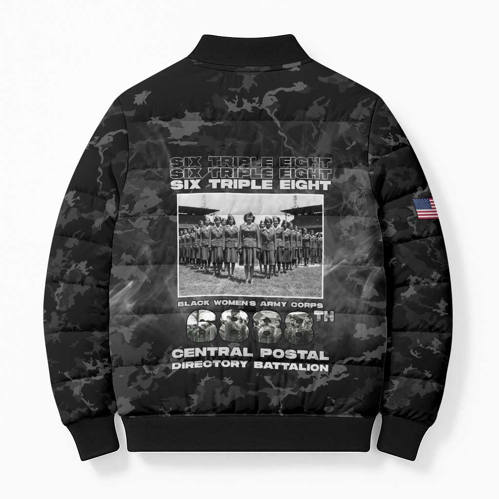 African American Heroes Bomber Puffer Jacket Six Triple Eight - Camo Style