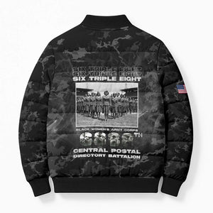 African American Heroes Bomber Puffer Jacket Six Triple Eight - Camo Style