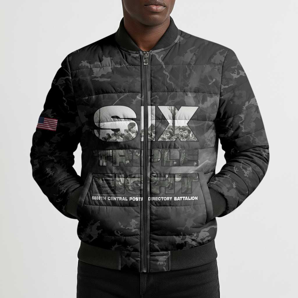 African American Heroes Bomber Puffer Jacket Six Triple Eight - Camo Style