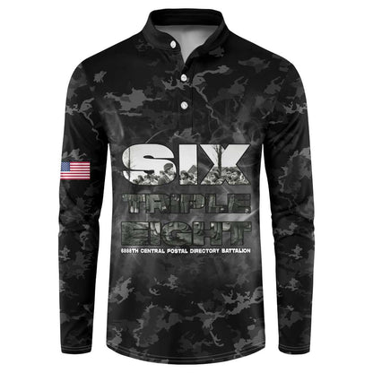 African American Heroes Button Sweatshirt Six Triple Eight - Camo Style