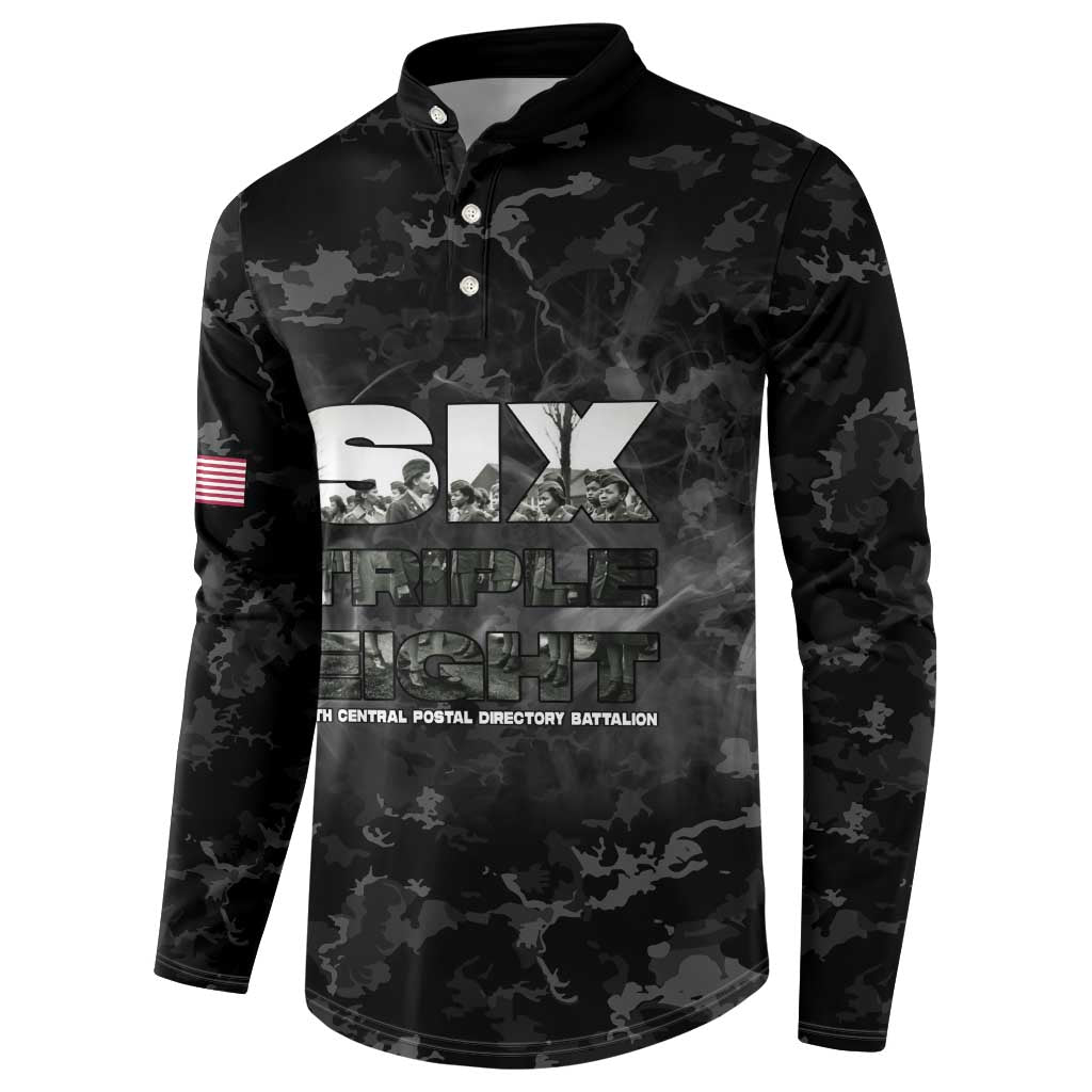African American Heroes Button Sweatshirt Six Triple Eight - Camo Style