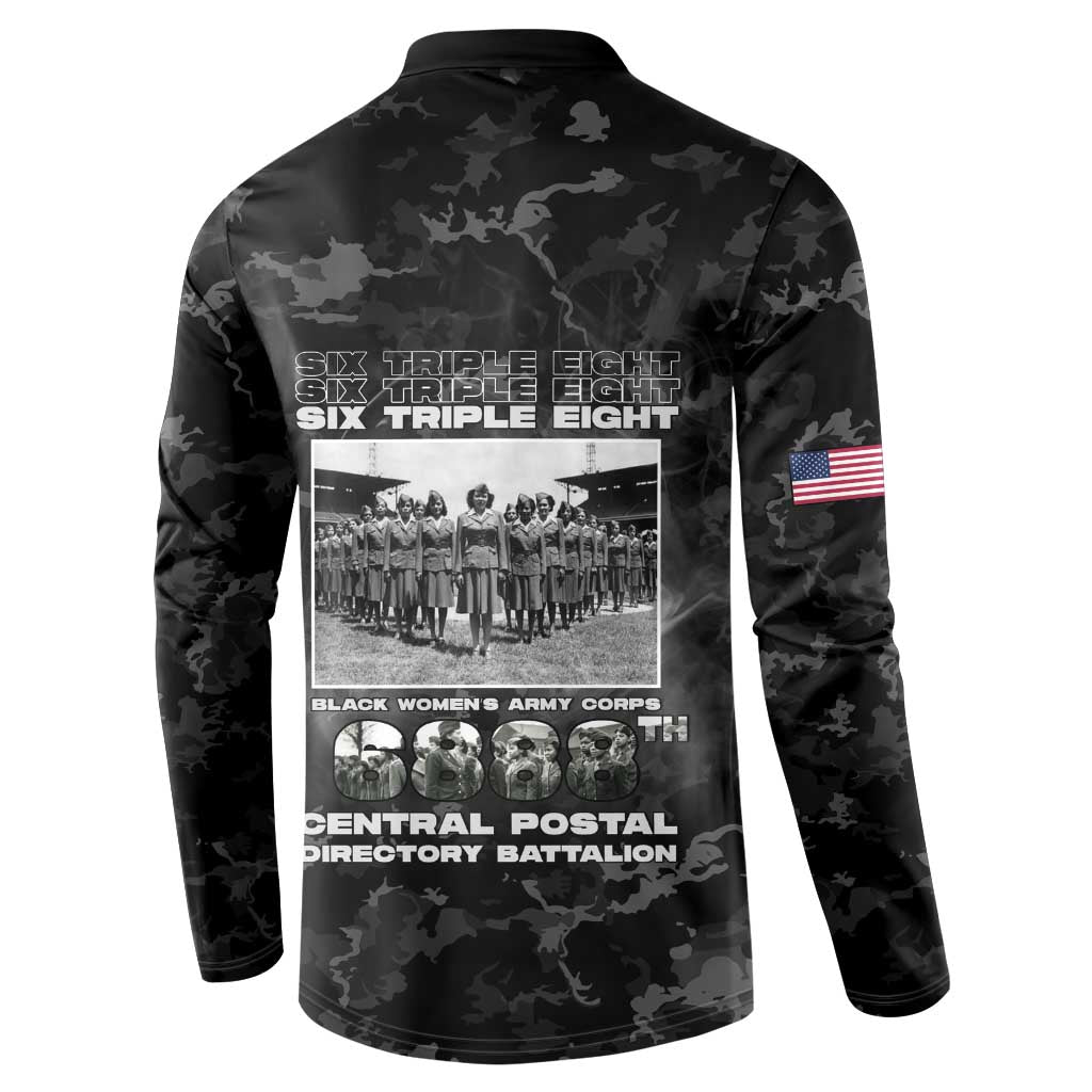 African American Heroes Button Sweatshirt Six Triple Eight - Camo Style