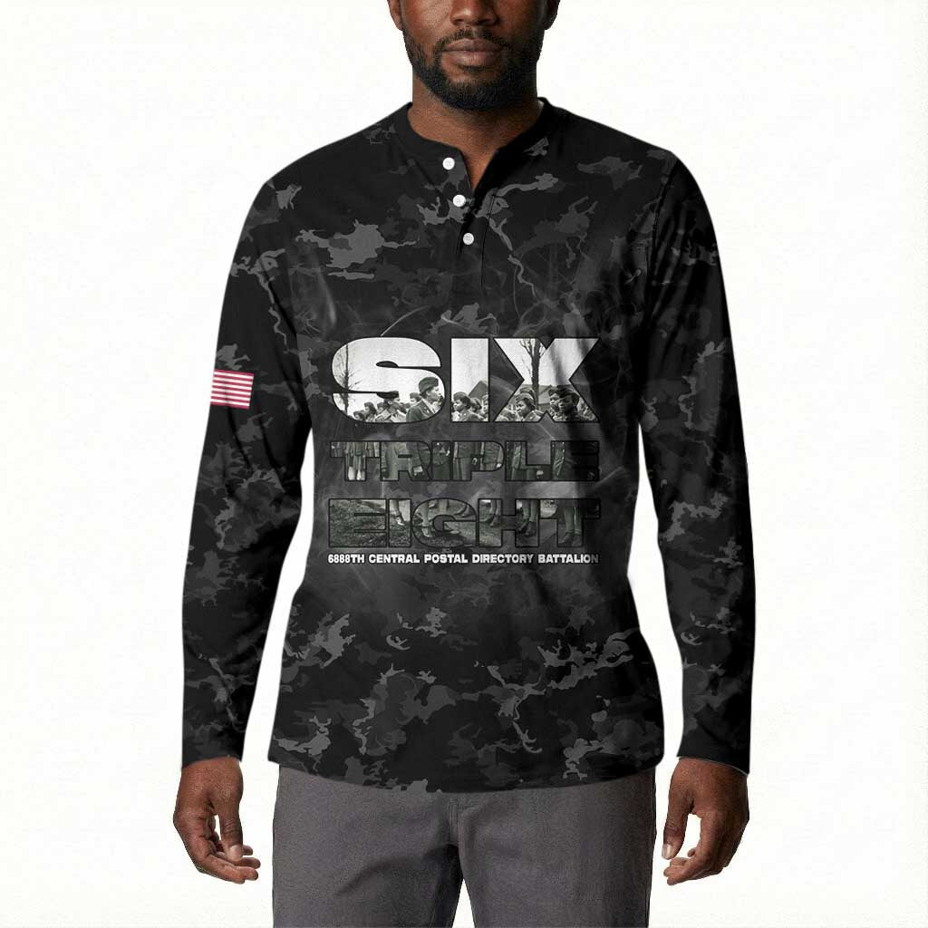 African American Heroes Button Sweatshirt Six Triple Eight - Camo Style