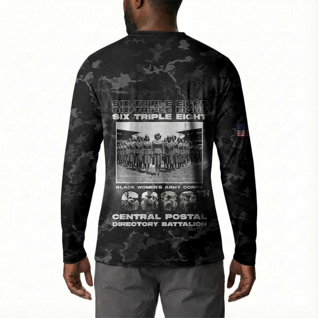 African American Heroes Button Sweatshirt Six Triple Eight - Camo Style