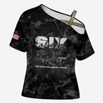 African American Heroes Cross Shoulder Shirt Six Triple Eight - Camo Style