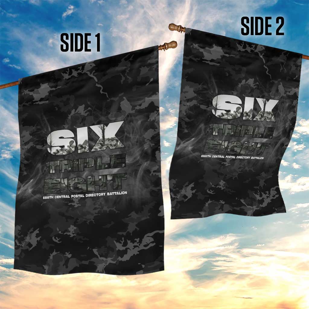 African American Heroes Garden Flag Six Triple Eight - Camo Style
