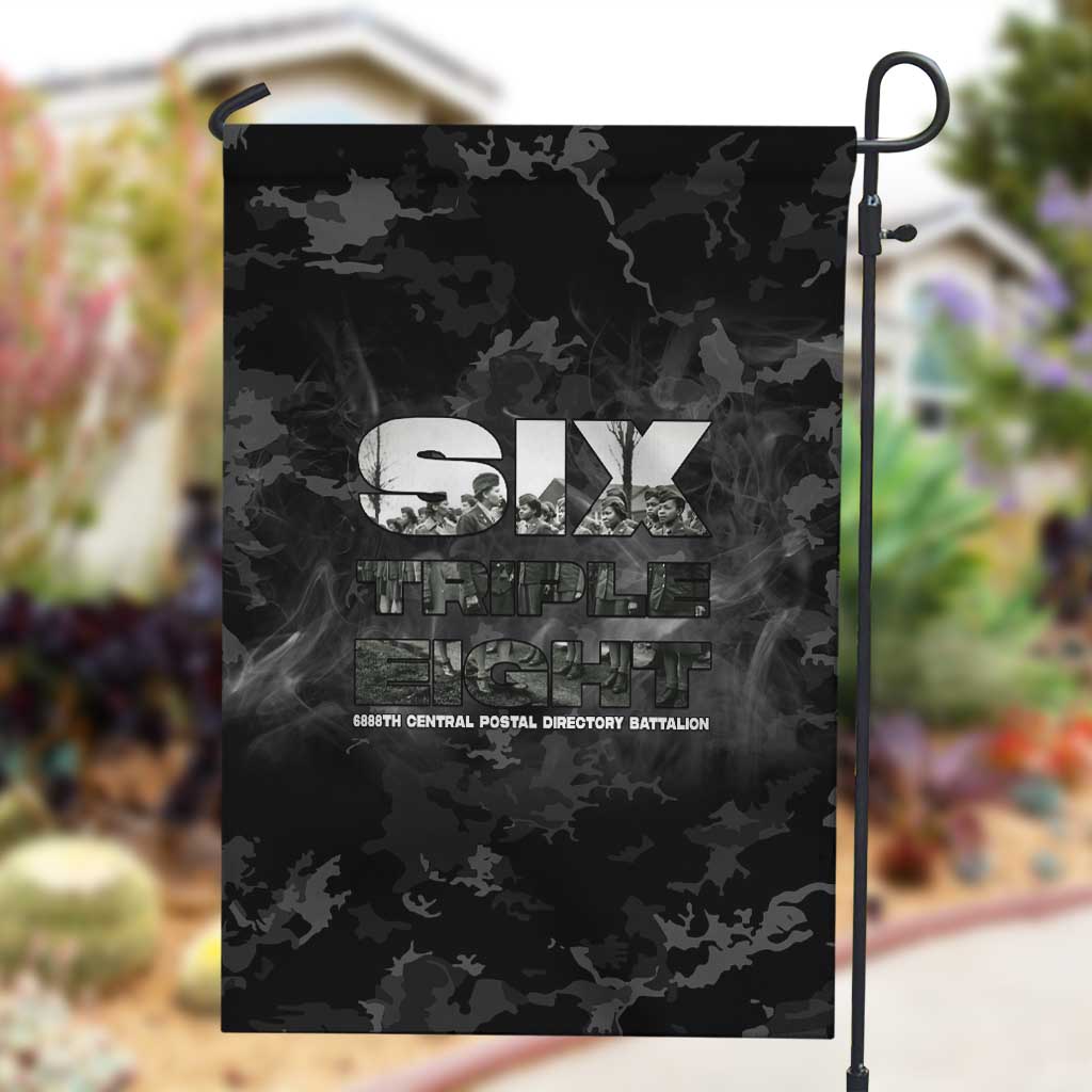 African American Heroes Garden Flag Six Triple Eight - Camo Style