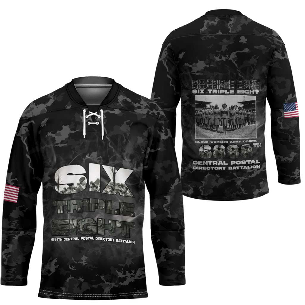African American Heroes Hockey Jersey Six Triple Eight - Camo Style