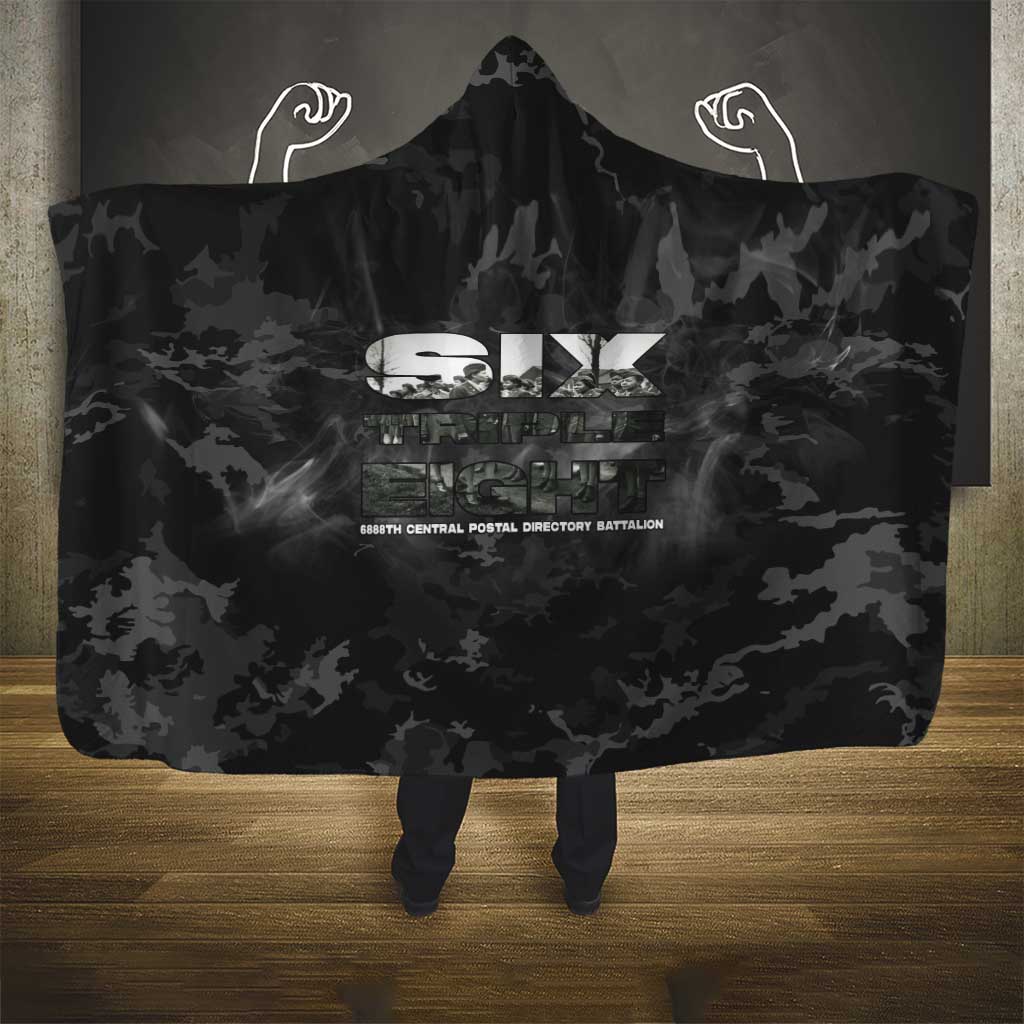African American Heroes Hooded Blanket Six Triple Eight - Camo Style
