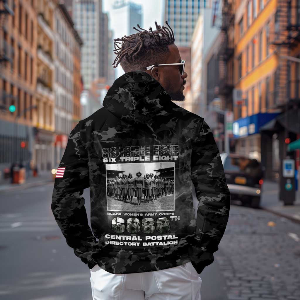 African American Heroes Hoodie Six Triple Eight - Camo Style