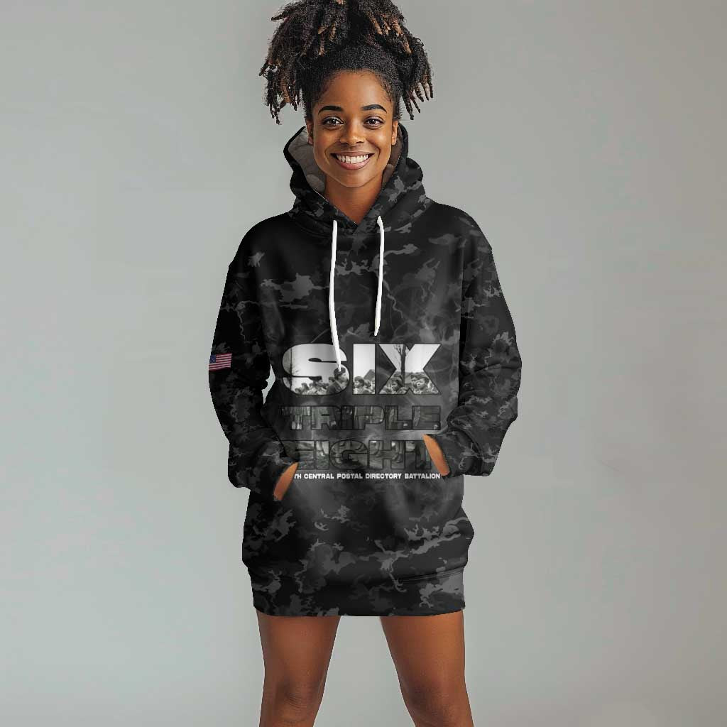 African American Heroes Hoodie Dress Six Triple Eight - Camo Style