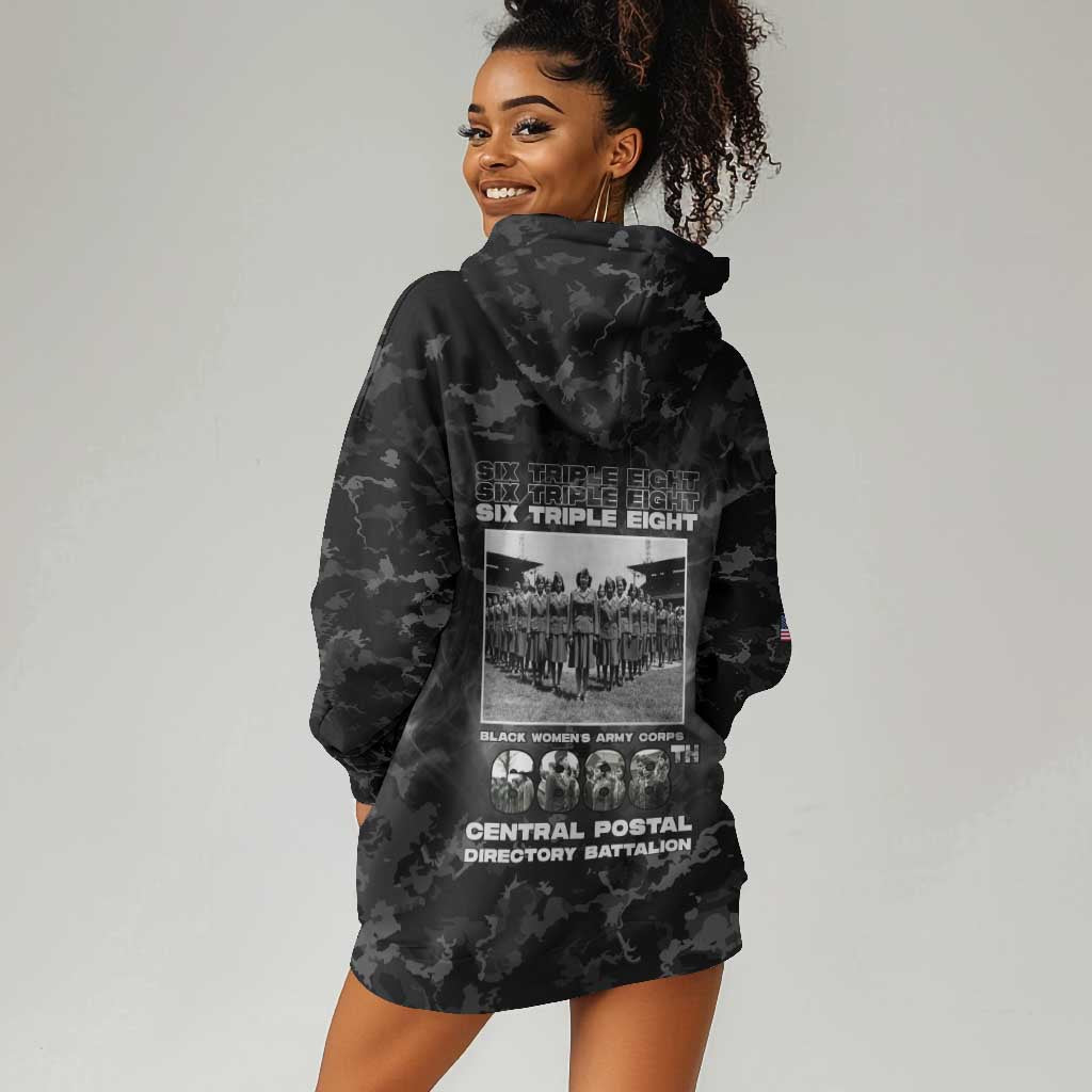 African American Heroes Hoodie Dress Six Triple Eight - Camo Style
