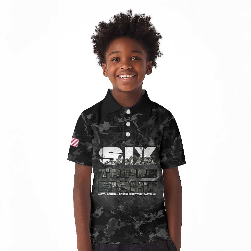 African American Heroes Kid Polo Shirt Six Triple Eight - Camo Style